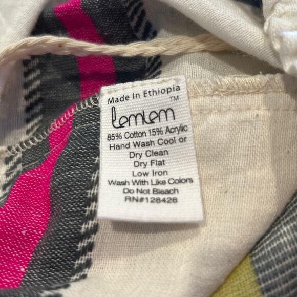 NWT lemlem Striped Skirt with Pockets, Cream, Pink, Multi, Women's Size Large - Picture 6 of 9